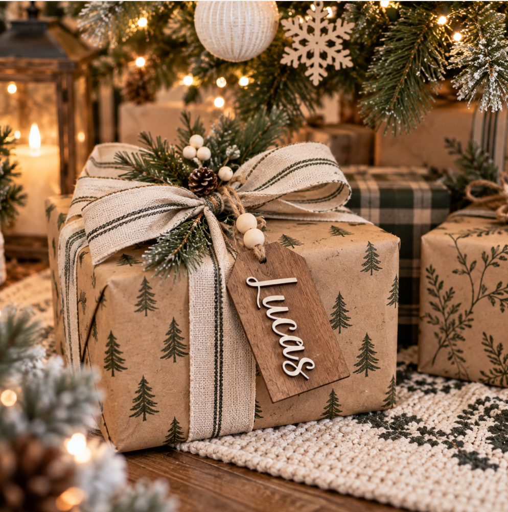 Personalized Wooden Christmas Stocking Name Tag