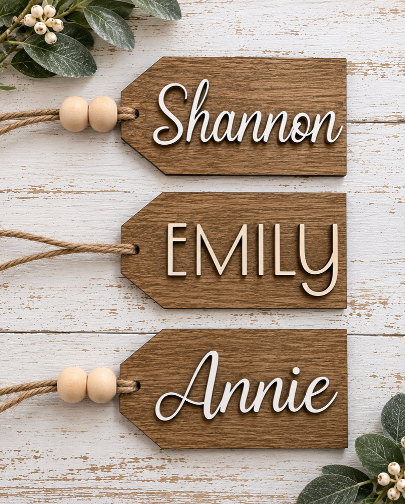 Personalized Wooden Christmas Stocking Name Tag