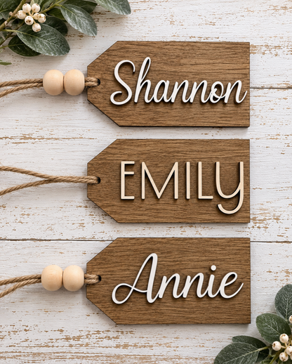 Personalized Wooden Christmas Stocking Name Tag