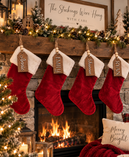 Personalized Wooden Christmas Stocking Name Tag