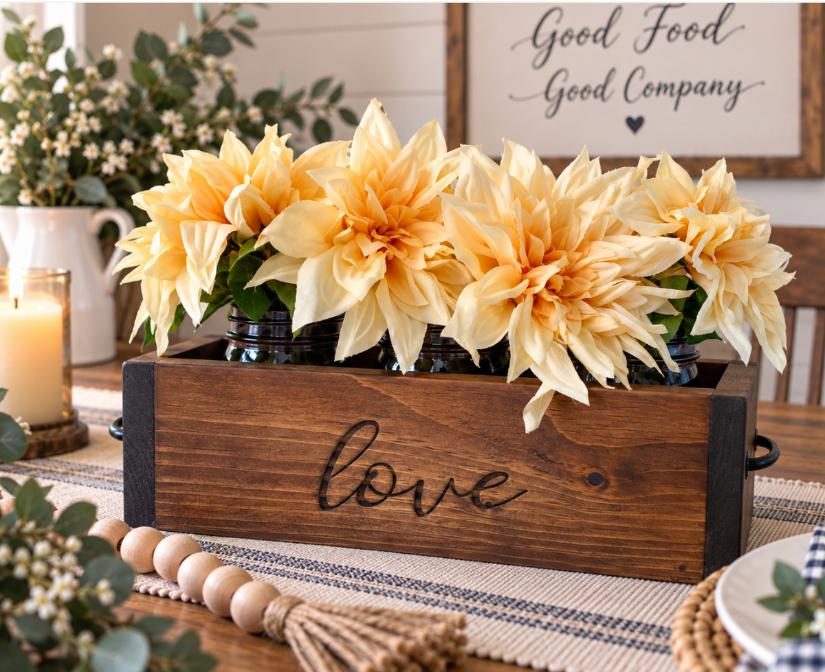 Personalized Rustic Wooden Mason Jar Centerpiece Box