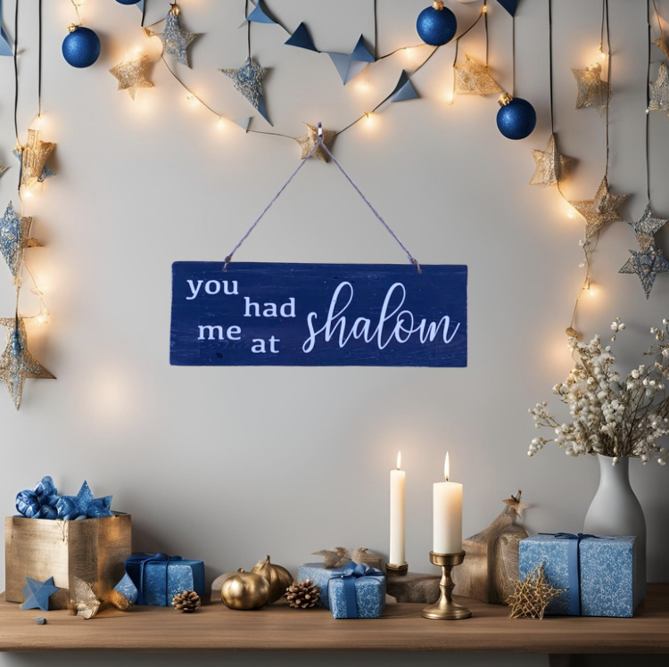 Reversible Rustic Wood Hanukkah Sign