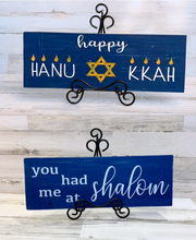 Load image into Gallery viewer, Reversible Rustic Wood Hanukkah Sign
