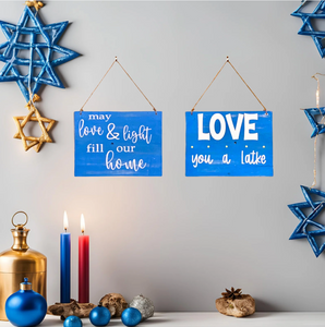 Reversible Rustic Love and Light/Latke Hanukkah Sign