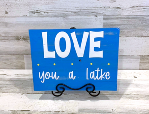 Reversible Rustic Love and Light/Latke Hanukkah Sign