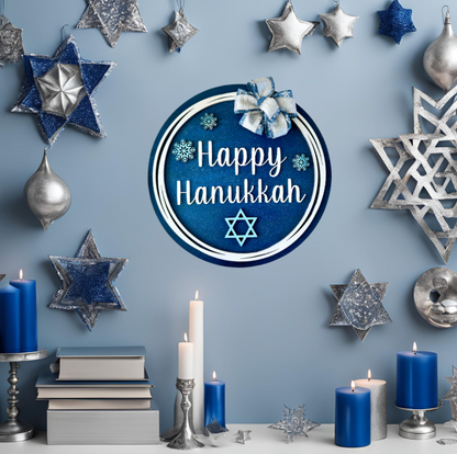 Happy Hanukkah Wood Door Hanger