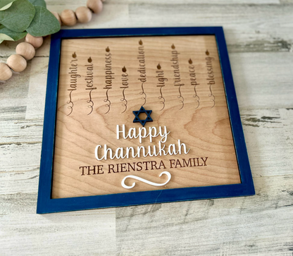 Personalized Family Hanukkah Menorah Sign