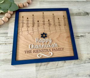 Hanukkah Personalized Menorah Rustic Sign