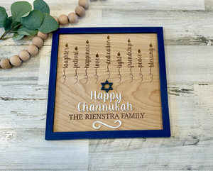 Hanukkah Personalized Menorah Rustic Sign