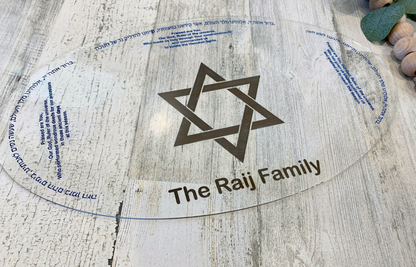 Personalized Hanukkah Menorah Drip Tray | Acrylic Candle Wax Tray | Hanukkah Blessings or Star of David