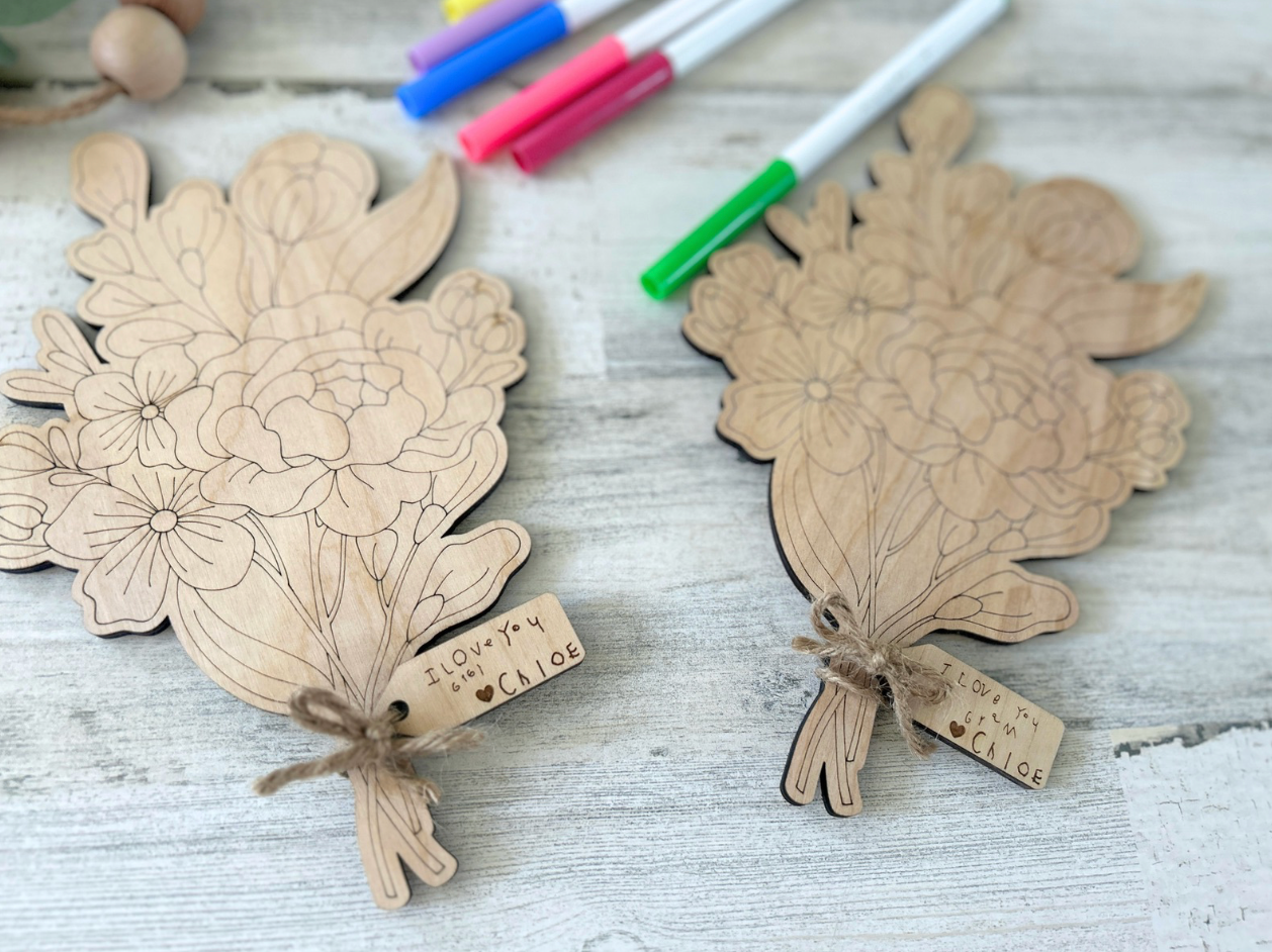 Personalized DIY Wooden Flower Bouquet for Mom & Grandma