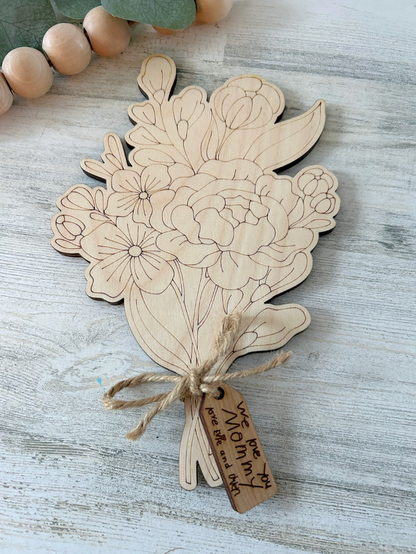 Personalized DIY Wooden Flower Bouquet for Mom & Grandma