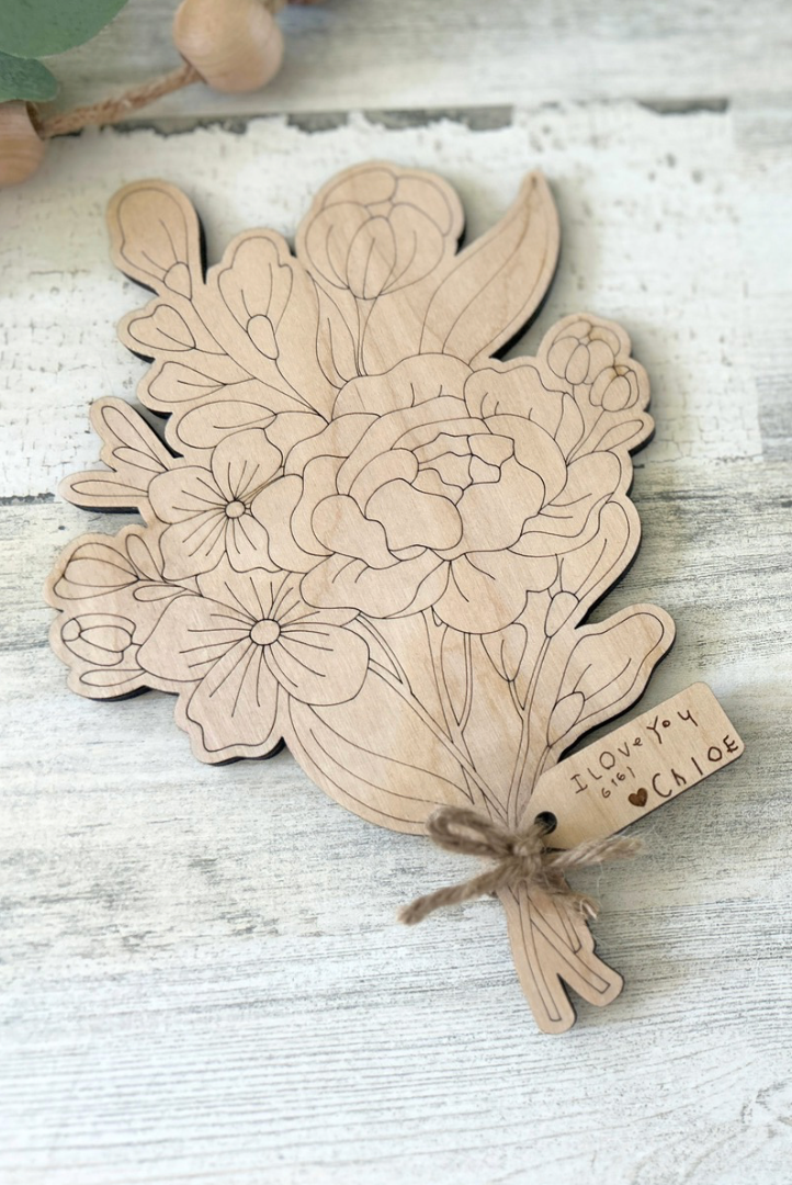 Personalized DIY Wooden Flower Bouquet for Mom & Grandma