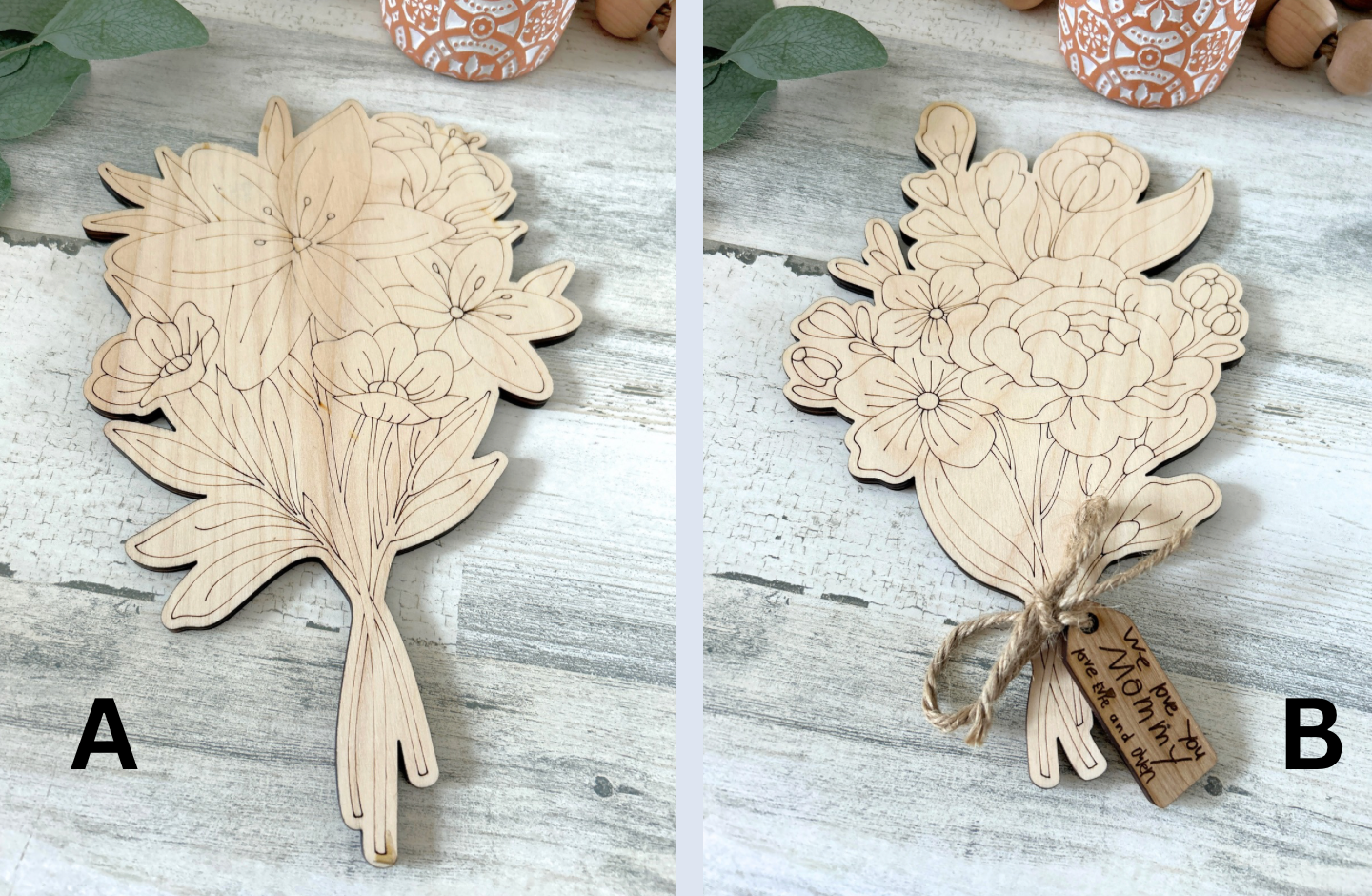 Personalized DIY Wooden Flower Bouquet for Mom & Grandma