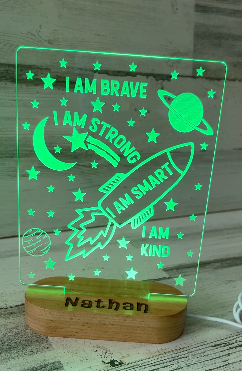 Personalized I Am Brave Affirmation Night Light