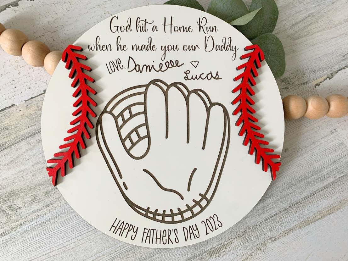 Personalized Baseball Dad Handprint Sign
