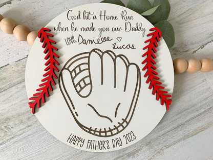 Personalized Baseball Dad Handprint Sign