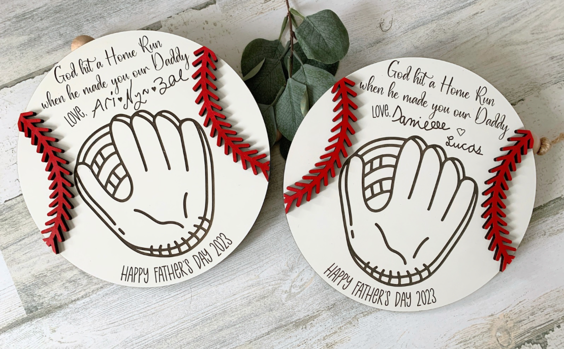 Personalized Baseball Dad Handprint Sign