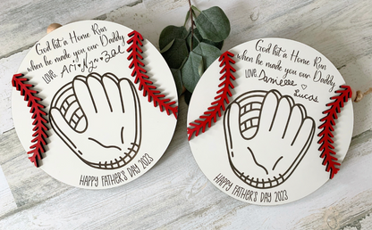 Personalized Baseball Dad Handprint Sign