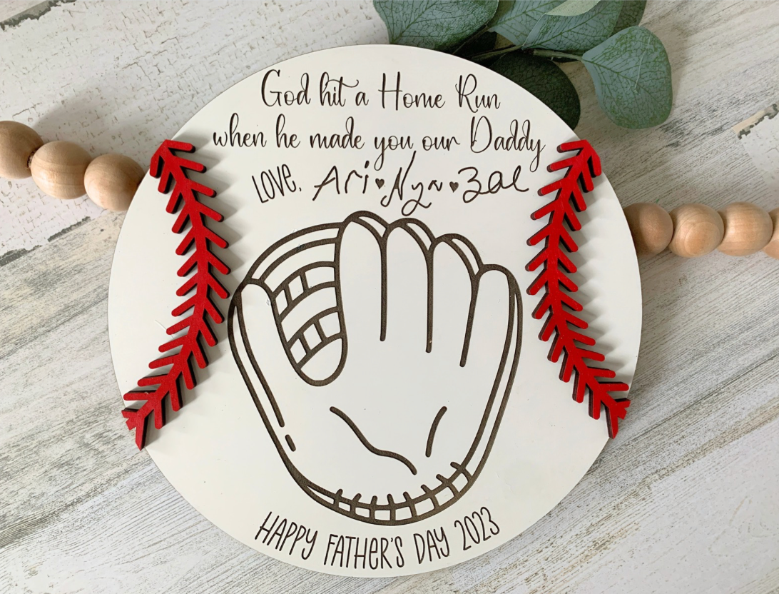 Personalized Baseball Dad Handprint Sign