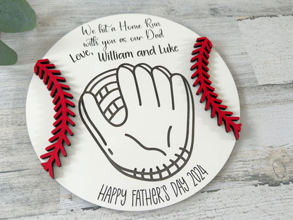 Personalized Baseball Dad Handprint Sign