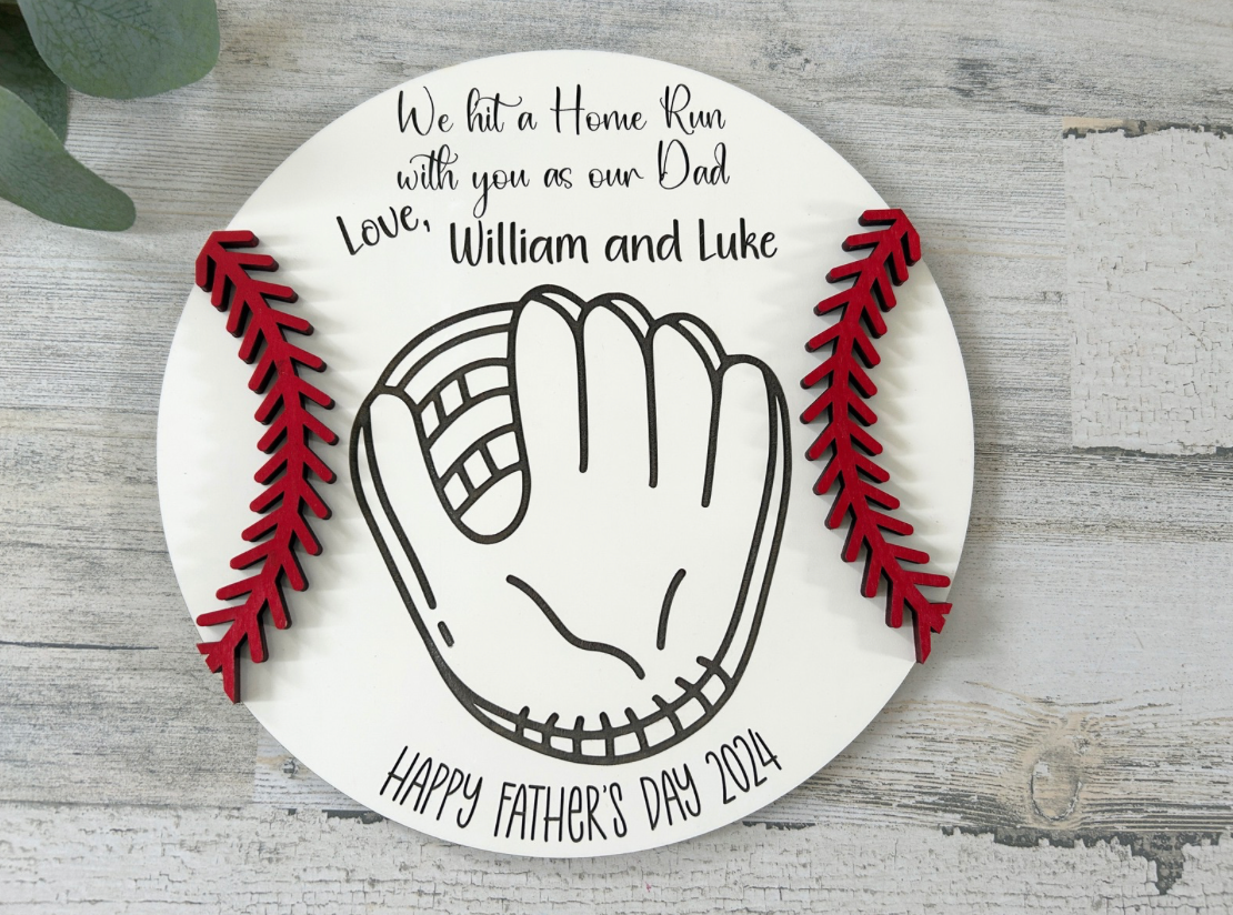 Personalized Baseball Dad Handprint Sign