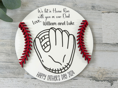 Personalized Baseball Dad Handprint Sign