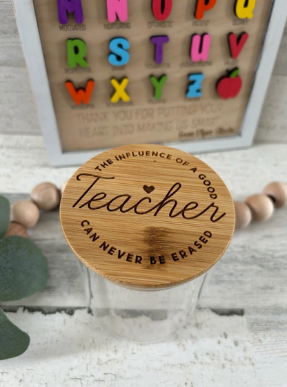 Personalized Glass Jar with Engraved Bamboo Lid