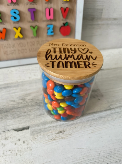 Personalized Glass Jar with Engraved Bamboo Lid