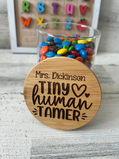 Personalized Glass Jar with Engraved Bamboo Lid