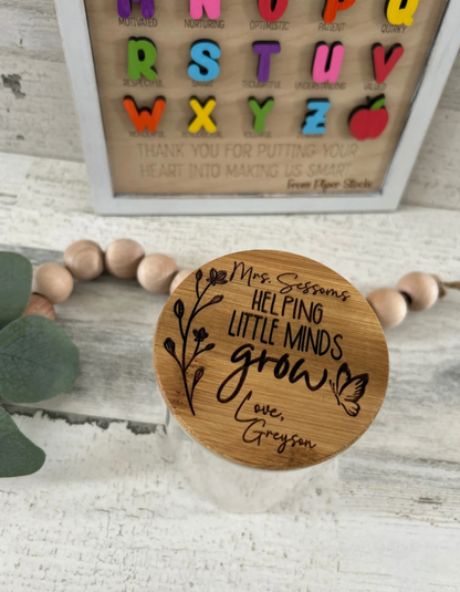 Personalized Glass Jar with Engraved Bamboo Lid