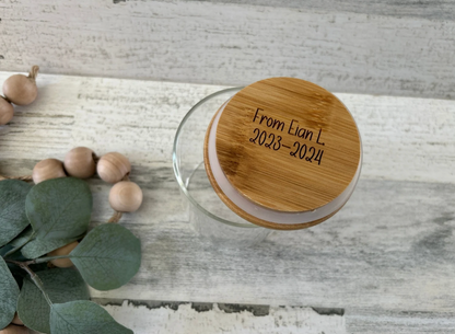 Personalized Glass Jar with Engraved Bamboo Lid