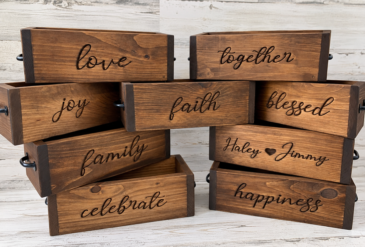 Personalized Rustic Wooden Mason Jar Centerpiece Box