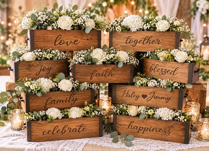 Personalized Rustic Wooden Mason Jar Centerpiece Box