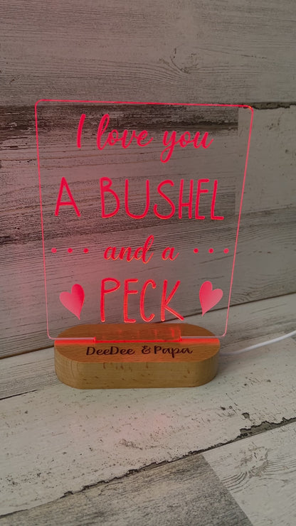 I Love You a Bushel & a Peck Personalized Night Light