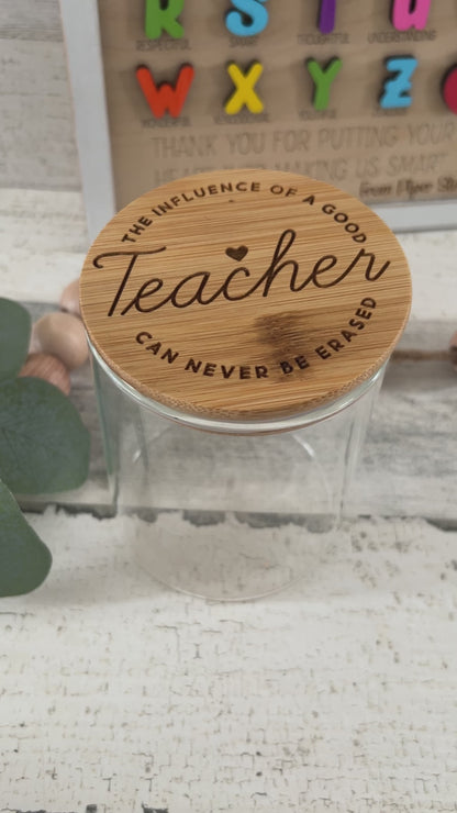 Personalized Glass Jar with Engraved Bamboo Lid
