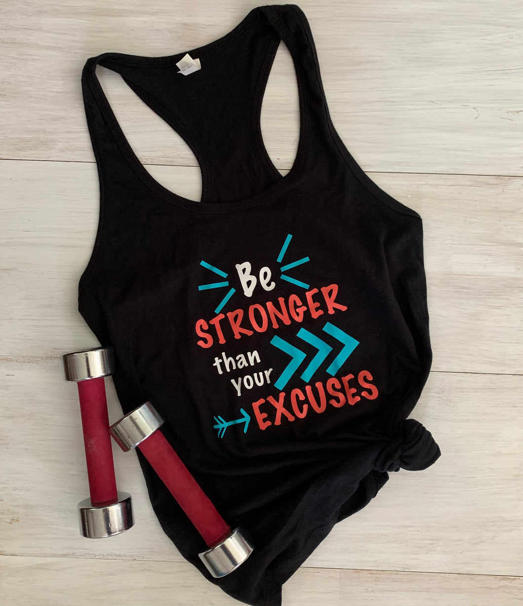 Be stronger than your excuses with arrows in white, coral and aqua vinyl