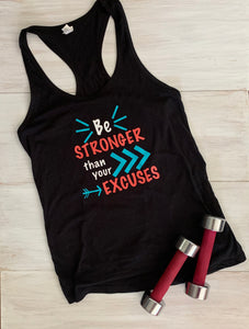 Be stronger than your excuses with arrows in white, coral and aqua vinyl