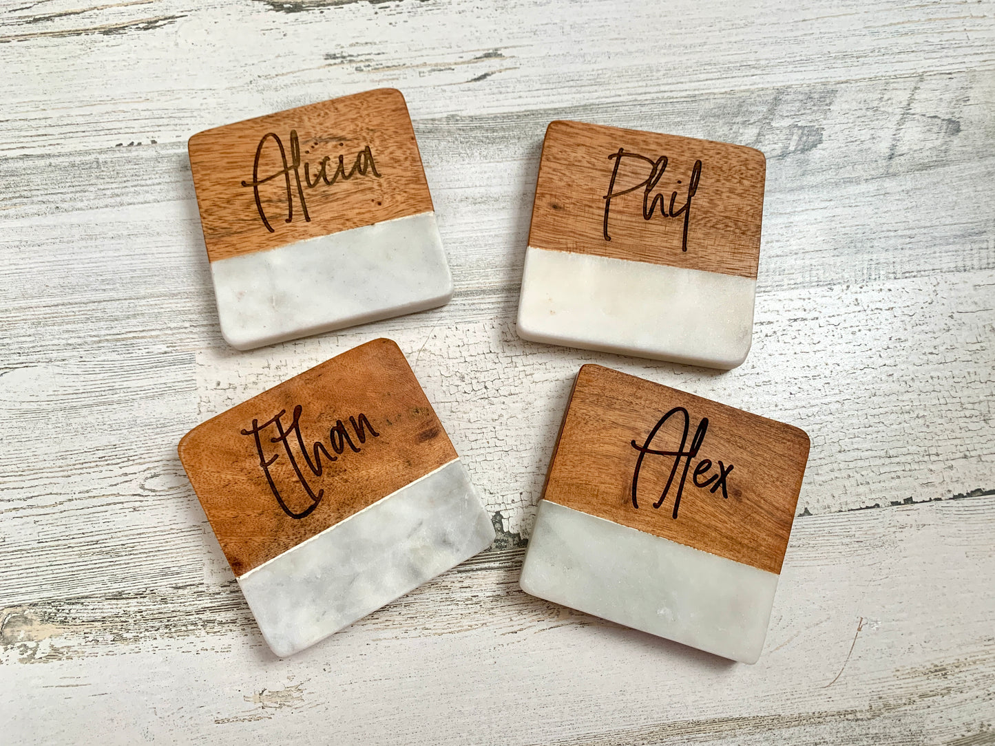 Marble and Wood Coasters