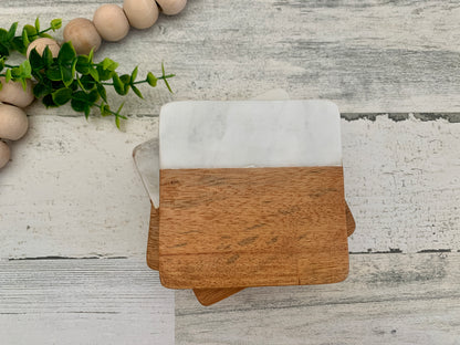 Marble and Wood Coasters