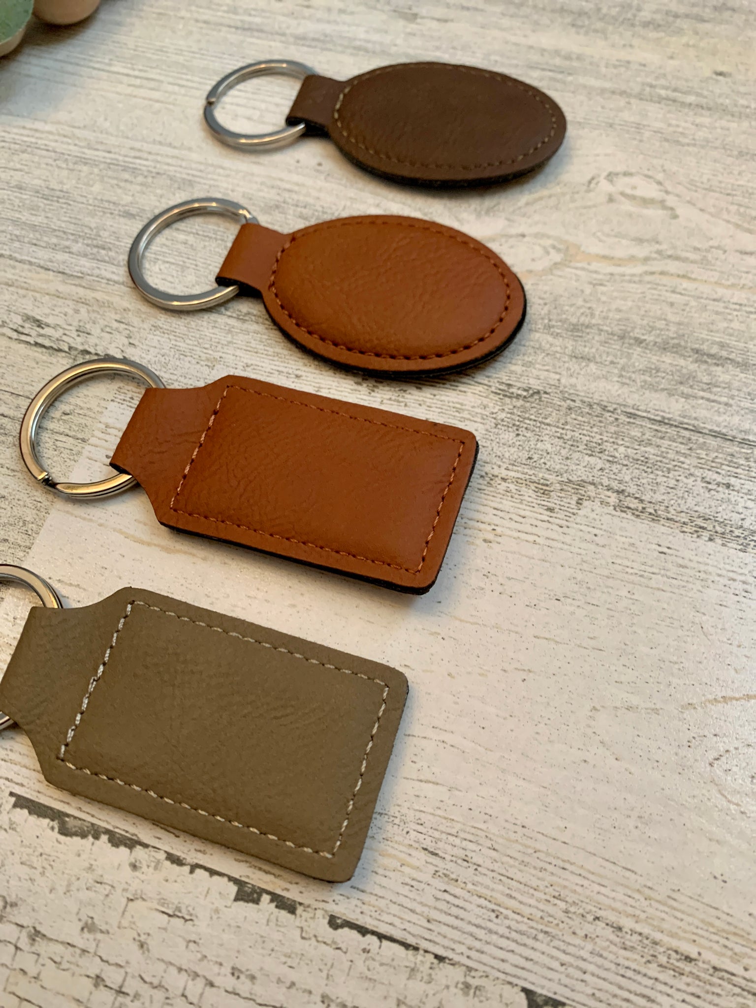 Personalized Leather Wallet Keychain