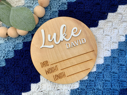 Baby Stats Announcement Sign