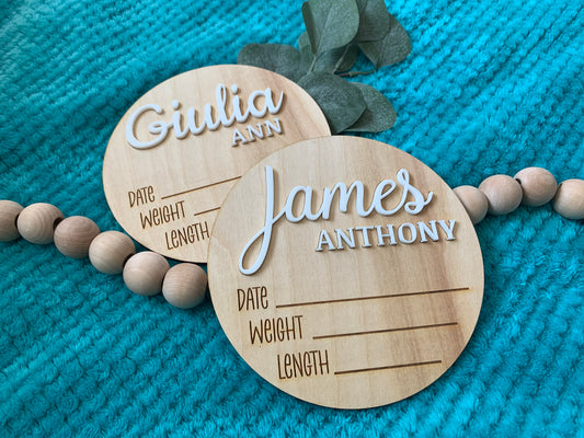 Baby Stats Announcement Sign