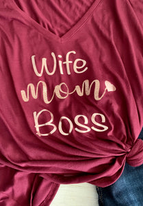 Wife mom boss shirt