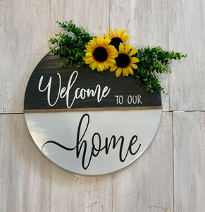welcome to our home round sign 