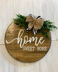 Home Sweet Home Door Hanger Sign | Rustic Wood Welcome Sign