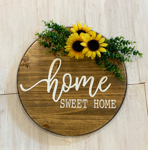 Home Sweet Home Door Hanger Sign | Rustic Wood Welcome Sign