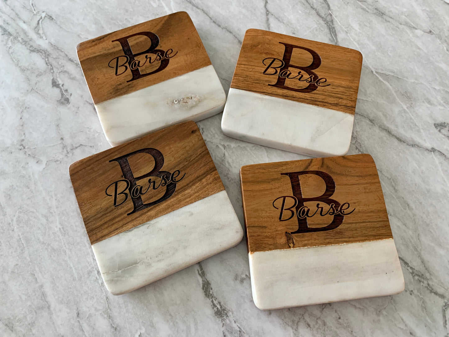 Marble and Wood Coasters