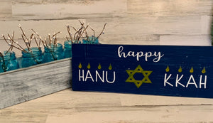 Happy Hanukkah Rustic Wood Sign