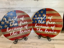 Load image into Gallery viewer, American Flag Wooden Round Door Hanger | Rustic Farmhouse Decor
